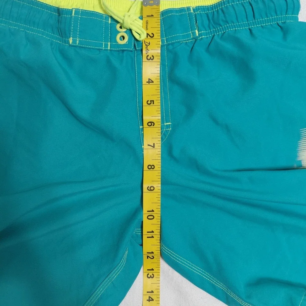 Nike Boys Youth Swim Shorts Logo Print Green Medium Elastic Waist